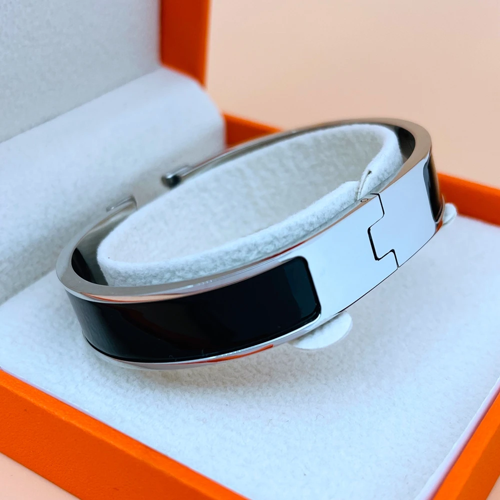 

Золотистые, розовые, золотистые браслеты из нержавеющей стали с эмалью для женщин и мужчин, браслет из титановой стали, браслеты с буквами H, ...