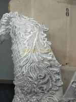 Off Shoulder Mermaid Wedding Dress Lace Appliques Tulle Bridal Gown Illusion Back with Buttons