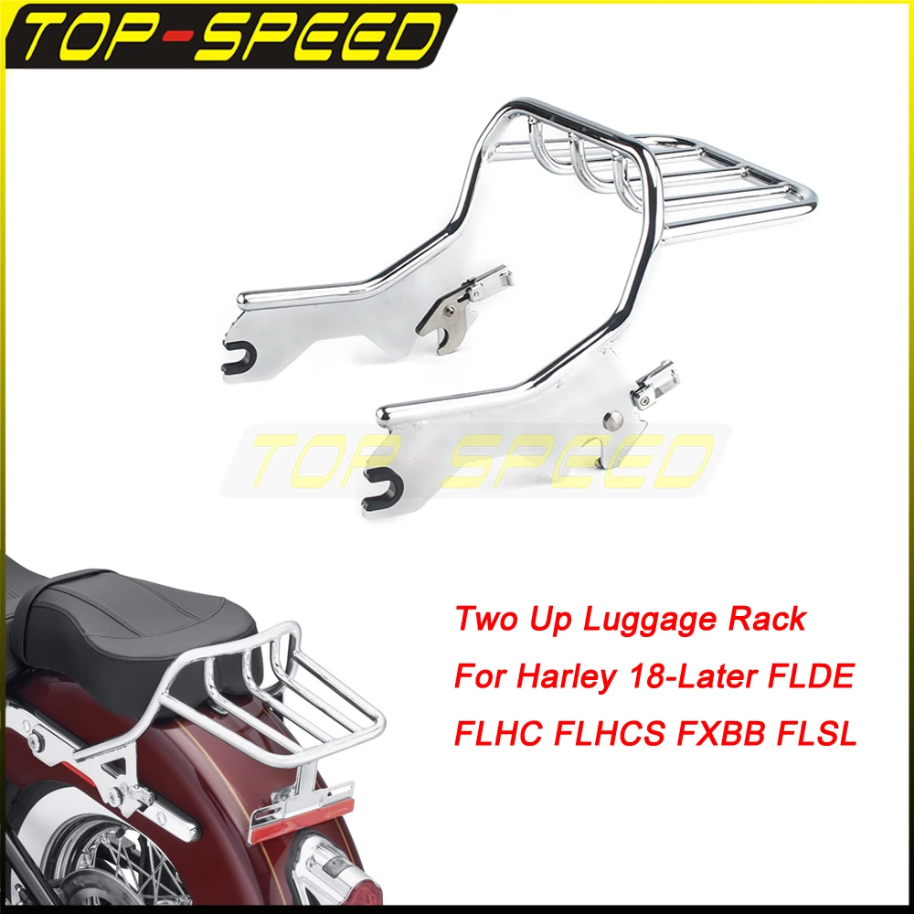 

Chrome Two Up Luggage Rack Motorcycle For Harley 2018-2020 Deluxe FLDE Heritage FLHC FLHCS Street Bob FXBB Softail FXST FLSL