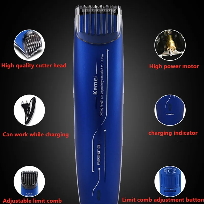 Kemei аккумуляторная электрическая машинка для стрижки профессиональная волос