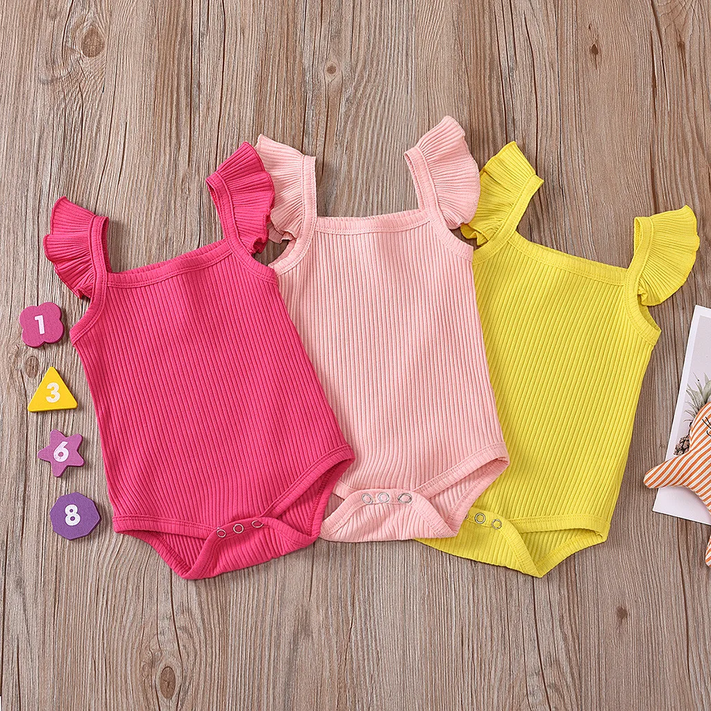 Комбинезон для новорожденных девочек 0 24 месяцев хлопковый однотонный боди с