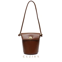 cezira 2021 fashion brand designer womens shoulder bag pu vegan leather top handle bucket purse luxury lock crossbody handbag