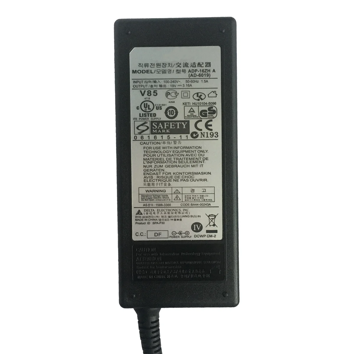 Зарядное устройство для ноутбука 19 в 3 16 А 60 Вт адаптер питания Samsung AD-6019R 0335A1960