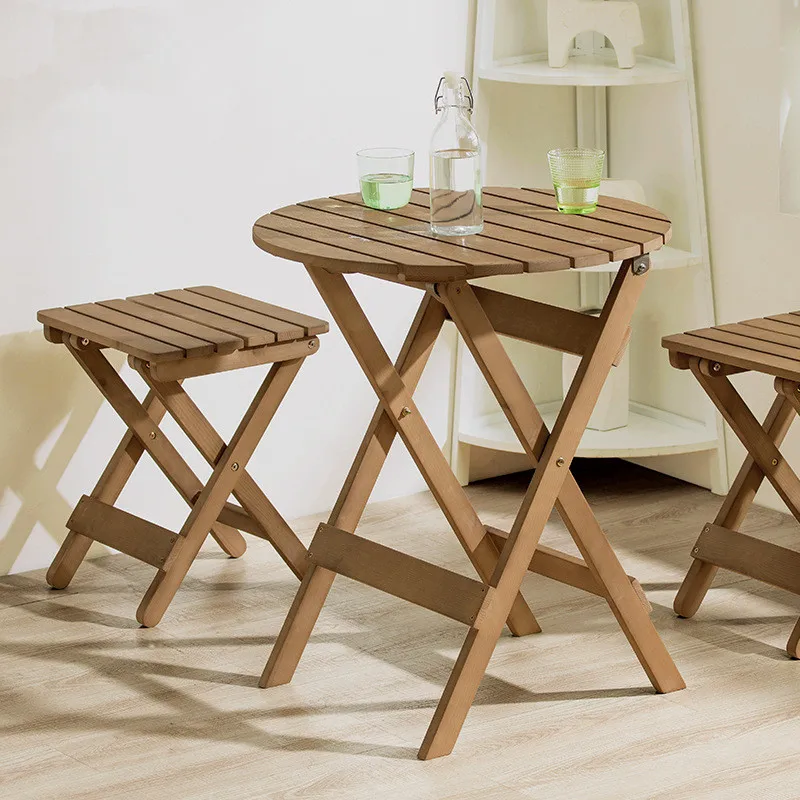 Современный деревянный садовый двор складной круглый стол и табурет мебель для