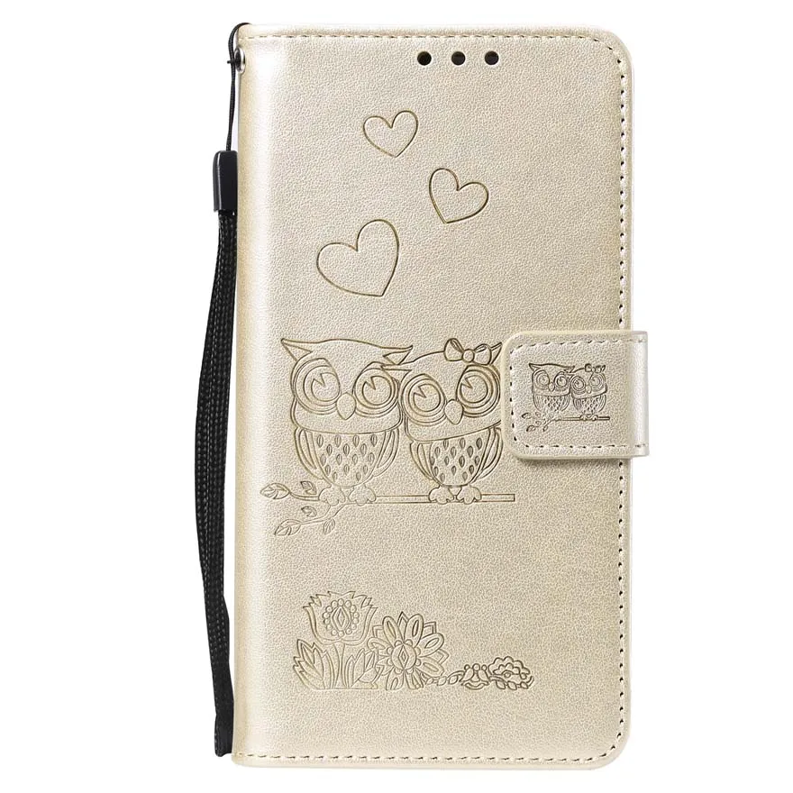 Luxury PU Leather Flip Case For Huawei Honor 9 Lite 3D Owl Emboss Wallet Cover Capa Phone | Мобильные телефоны и