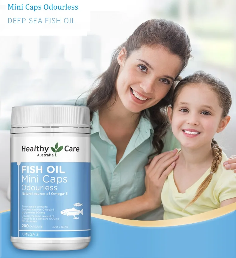 

Healthy Care Omega 3 Mini Caps Deep Sea Odourless Fish Oil 200 Capsules Heart Brain Joints Eye Kids Health Wellness Supplements