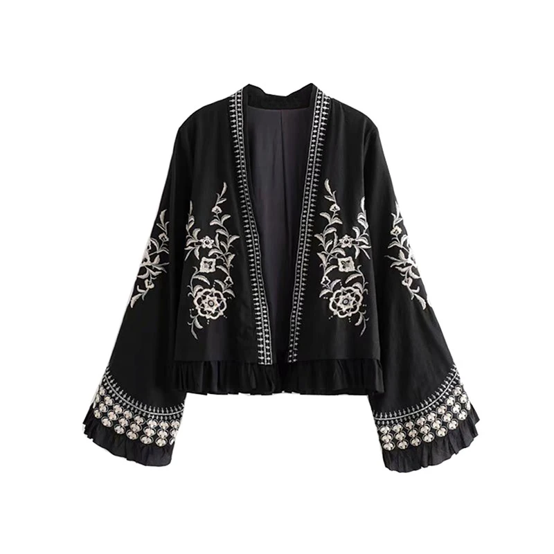 Женские 2019 мода длинный в этническом стиле рукав фонарик верхняя одежда