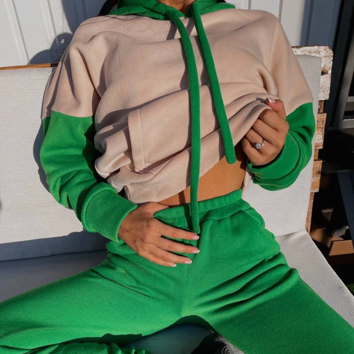 

2021 autumn women's sportswear casual sweater set two piece set