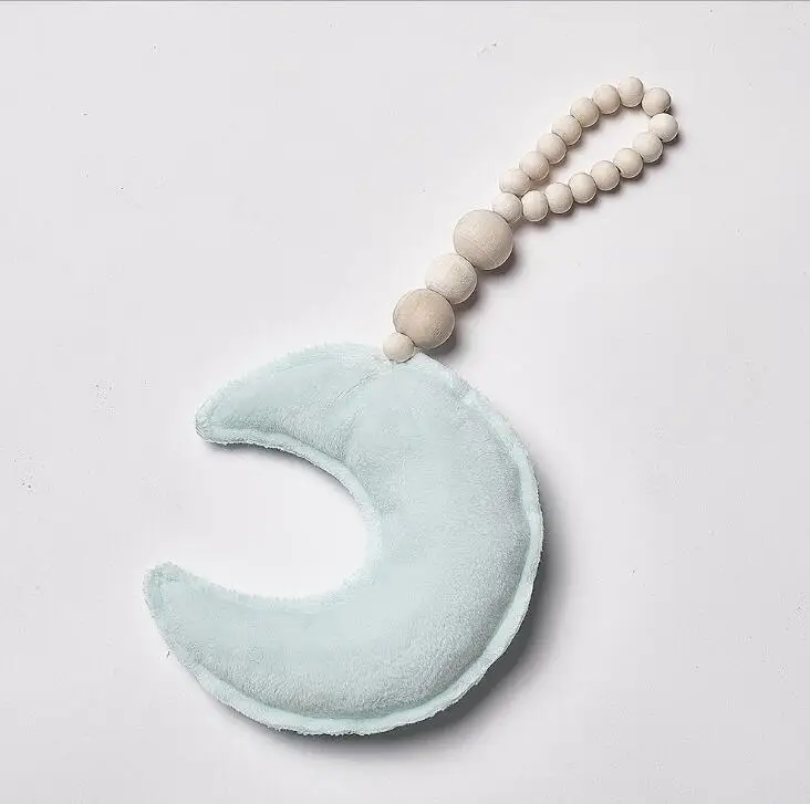 green moon Детская звезда сердце деревянные бусины гирлянда Шикарный декор для детской комнаты Настенные украшения детское украшение тканые настенные Висячие игрушки - Цвет: green moon