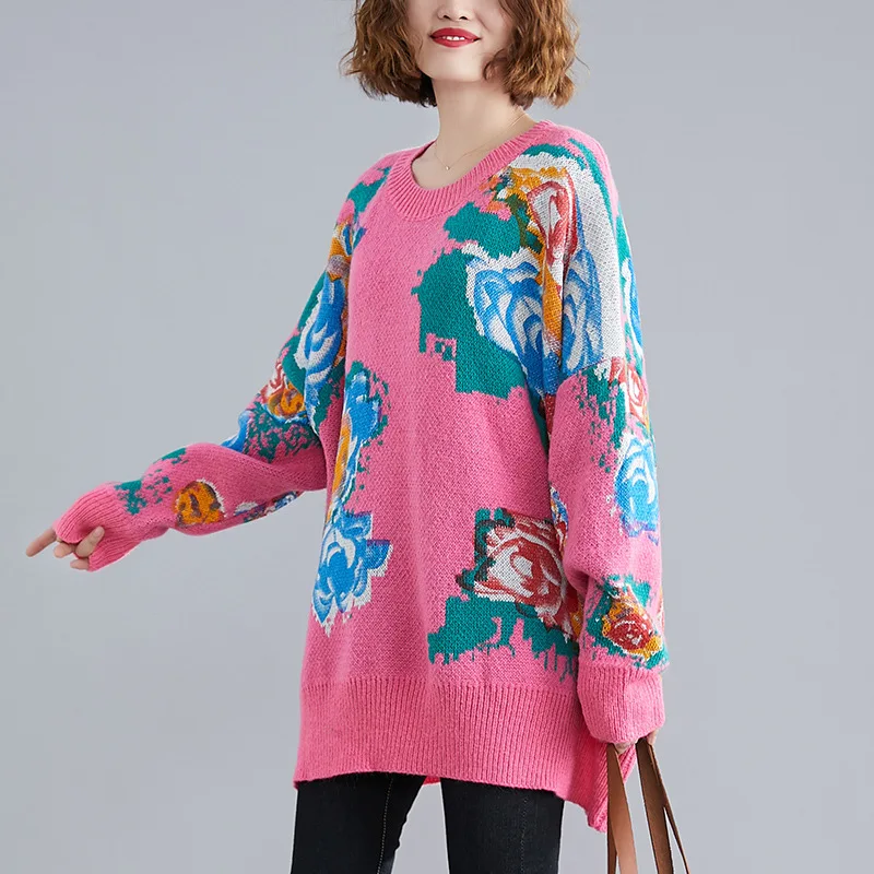 Johnature Women Print Floral Pullover Vintage Sweaters Chinese Style 2020 Autumn New Long Sleeve Cloths Loose | Женская одежда