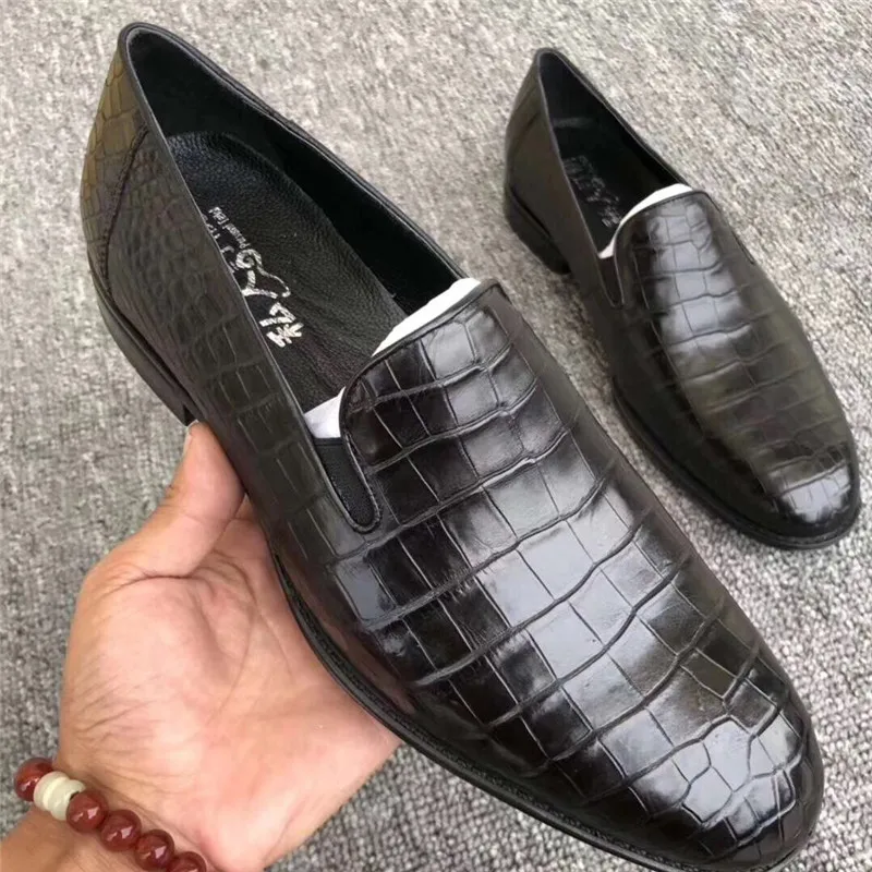 Мужские туфли ручной работы из натуральной крокодиловой кожи натуральная кожа