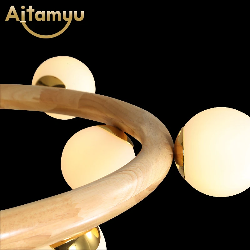 Современные подвесные люстры на шнурке круглая деревянная светодиодная лампа