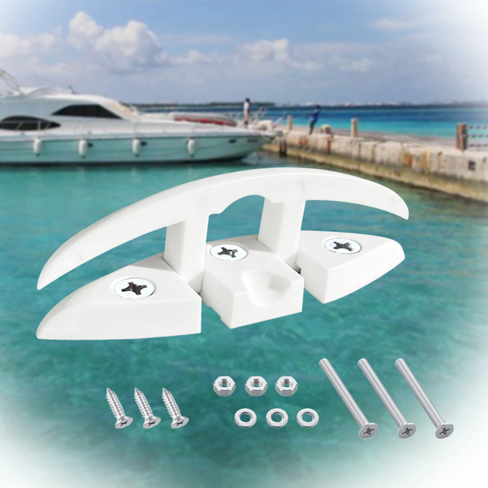 

Heavy Duty Flip Up Folding Cleat Dock Deck Kayak Fittings Flush Mount White