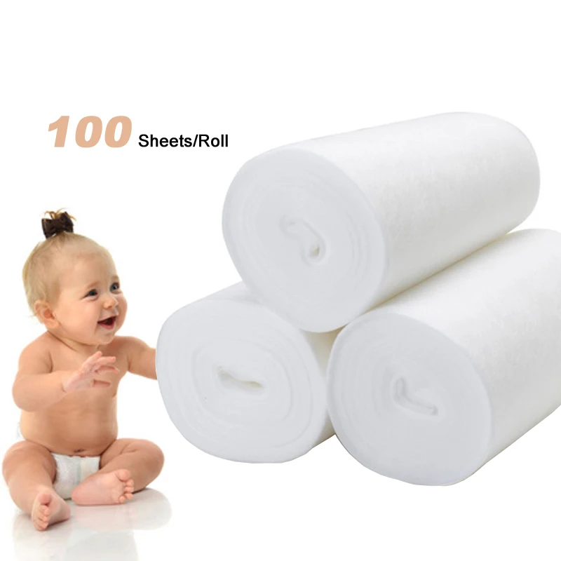 100 листов/рулон Смываемые одноразовые подгузники сердце войлочная ткань пеленки