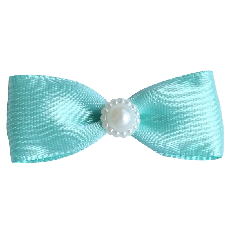 mint green 50 шт./упак. Мини Милая Лента бант с жемчугом слоновой кости подарочные материалы ручной работы свадебные аксессуары тканевые банты 25Z - Цвет: mint green