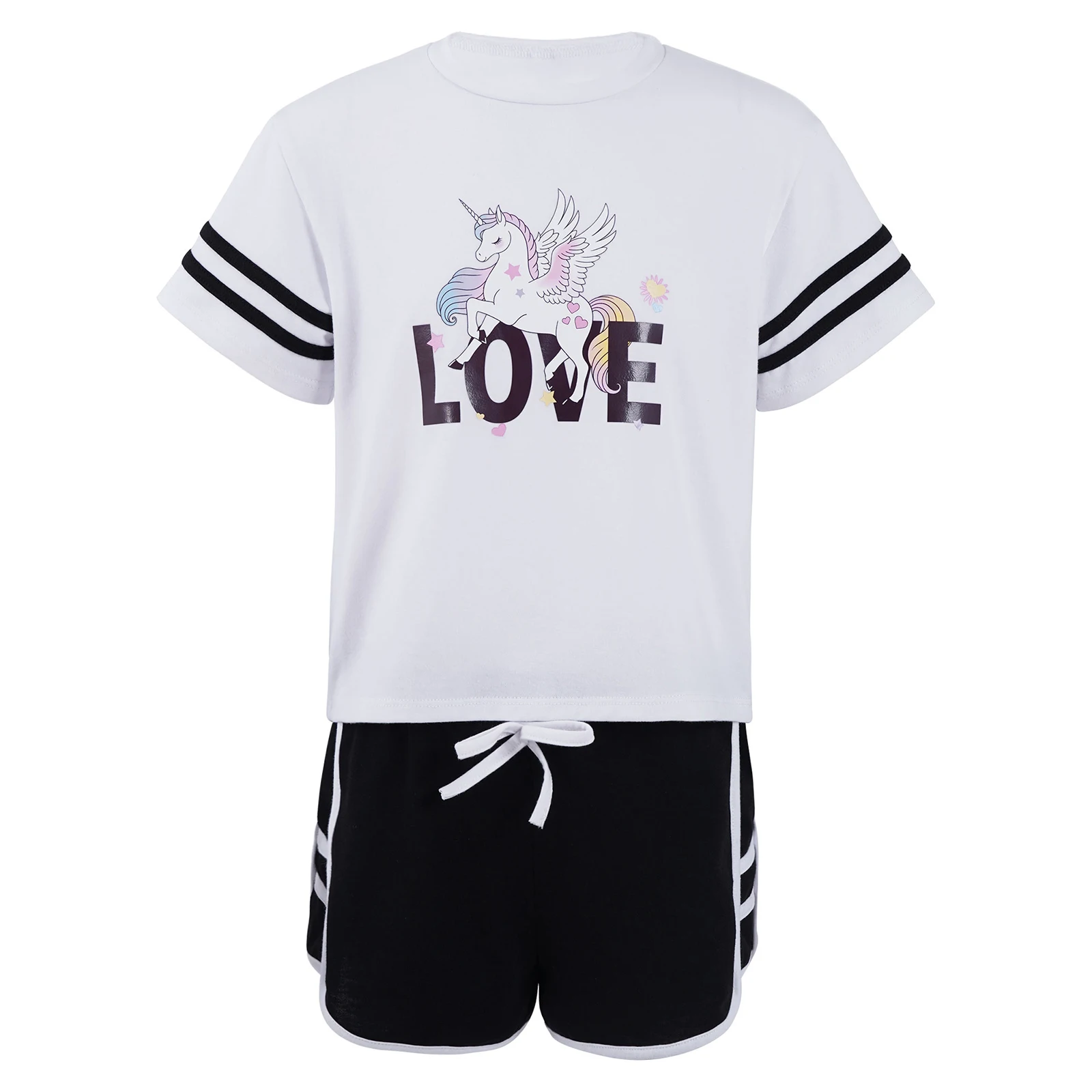 Комплект детской летней одежды для девочек 2021 детская спортивная футболка +