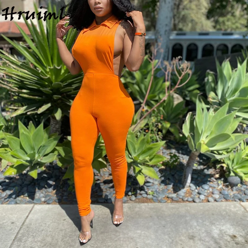 

Hot Sale Summer Clothes Women's Solid Color Backless Summer Jumpsuits for Women High Waist Hollow Out Pencil Women's Jumpsuit
