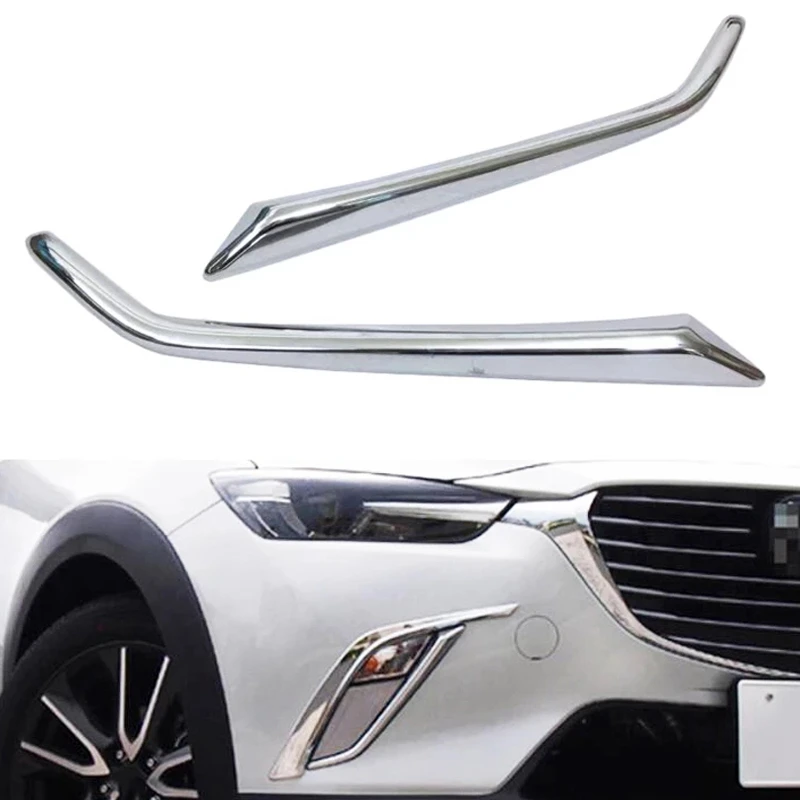 

Front Bottom Foglight Eyelids Cover Fog Light Brow Eyebrow Strip Bumper Accessories Trim for Mazda CX3 CX-3 2015-2018