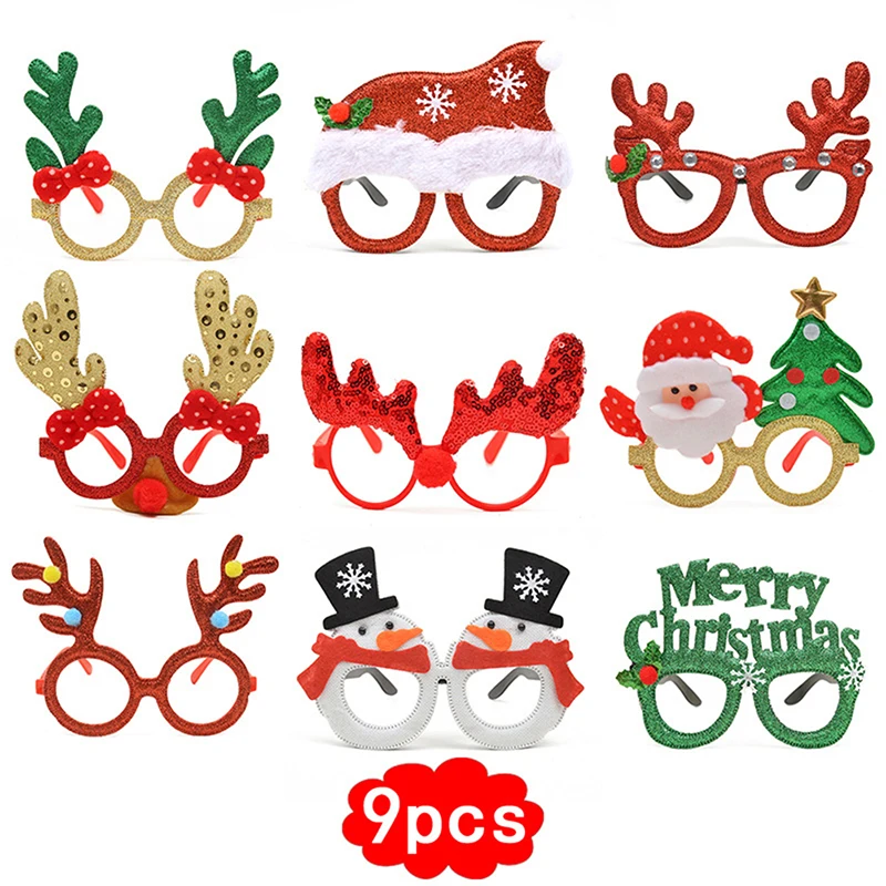 

9pcs Merry Christmas Props New Year Glasses For Kids Xmas Gifts Navidad Art