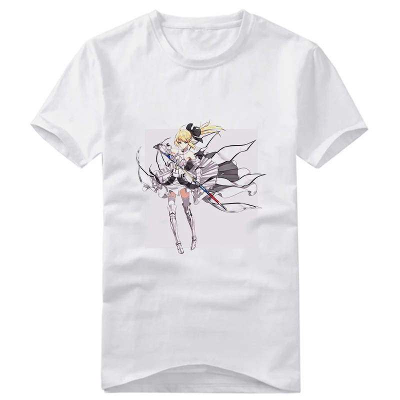Аниме FGO Fate Grand Order футболка Arturia Pendragon Saber Повседневная унисекс с коротким рукавом