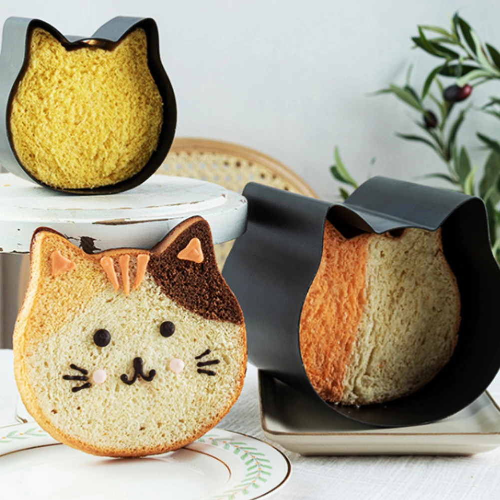 

DIY Cakes Biscuits Kitchen Accessories Cat Toast Mould Loaf Pan Non-Stick Bread Mold Cute Cat Shaped Bread Mold Baking Tool