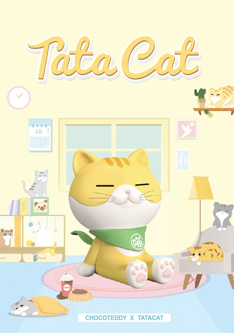 

Blind box original Tata cat mobile bracket toy doll 10 random surprise animationmodels guessing dolls 8 pieces/set of gift boxes