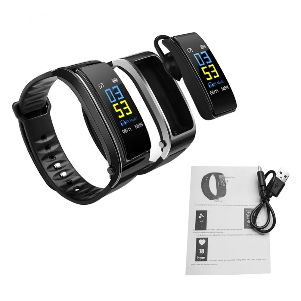 

Battiphee Bluetooth Y3 Color Headset Smart Band Bracelet Heart Rate Monitor Sports Smart Watch Passometer Fitness Tracker Band