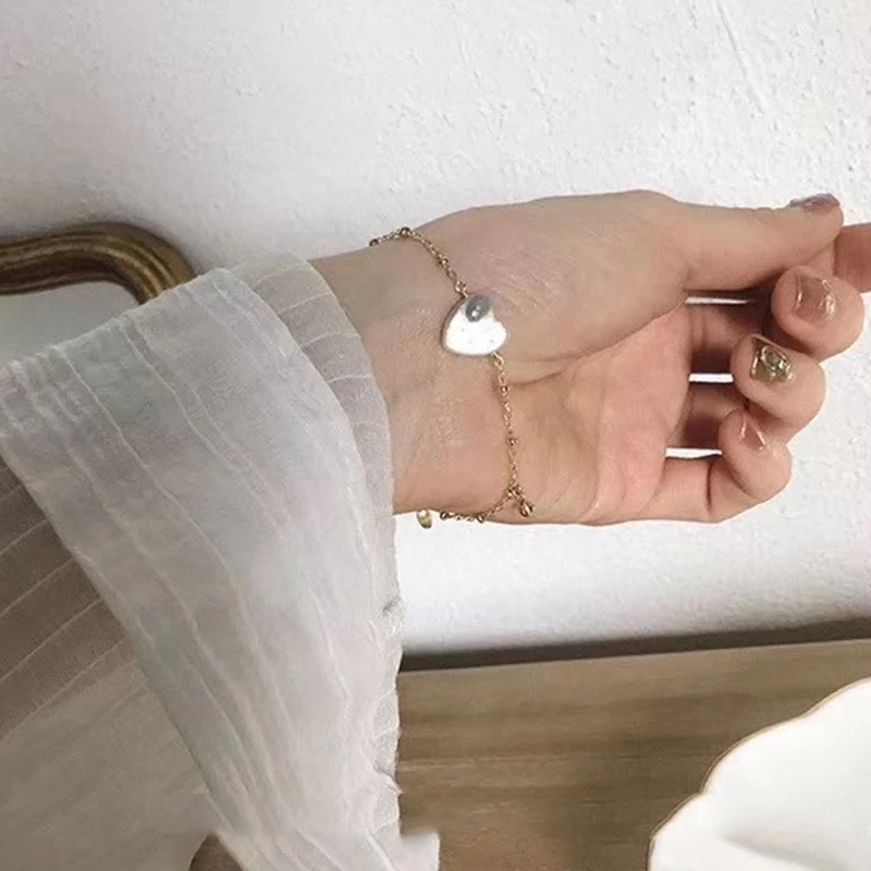 Женский браслет в форме сердца SRCOI золотистый с пресноводным жемчугом вечерние