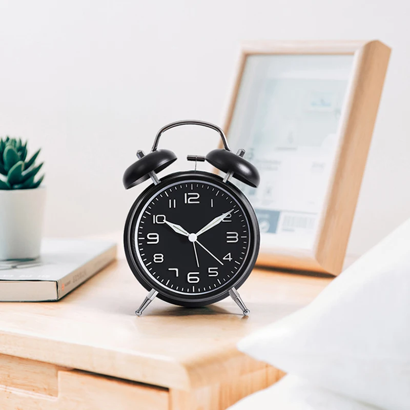 4 дюймовый двойной Звонок винтажные будильник с металлической рамкой 3D циферблат