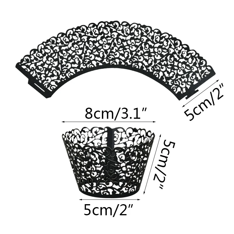 

12/24pcs Multicolor Laser Cut Hollow Lace Cupcake Wrappers Birthday Wedding Party Baby Shower Decor Baking Cake Decorating Tools
