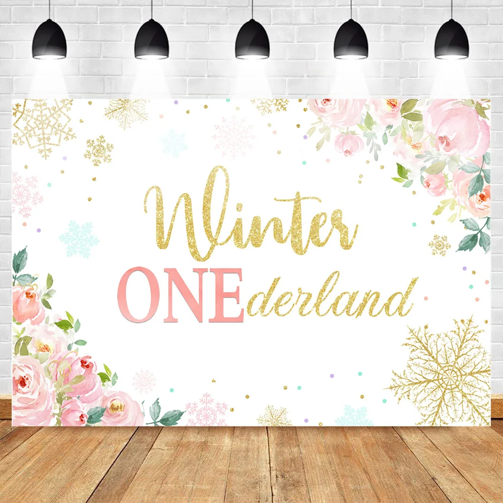 MOCSICKA фон для фотосъемки детей на день рождения розовая роза зимний Onederland Золотая