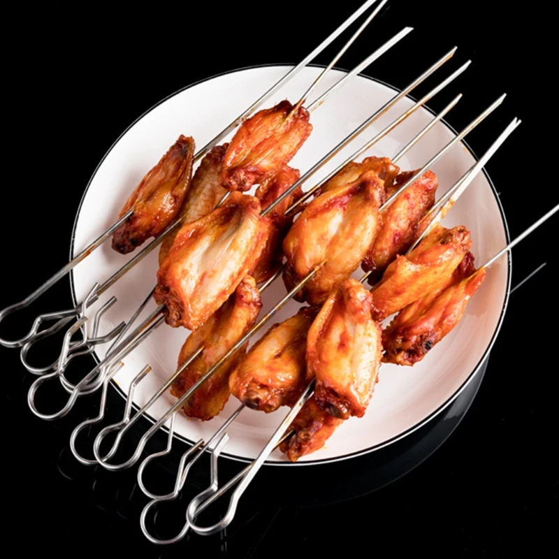 

MXLB Outdoor Picnic Rotary Skewer Kebab Cage Stainless Steel Barbecue Grill with 10 Forks Oven Round Roast Stick for Rotisser