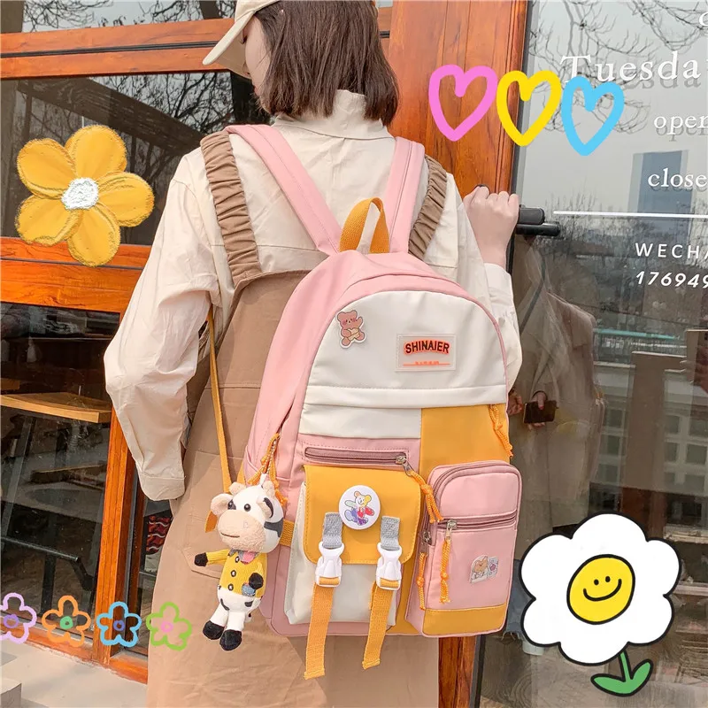 

Cute Sweet Anti-theft Korea Style Female Student Laptop Backpack Fashion Book Schoolbag Women Kawaii Backpacks Girl College Bag