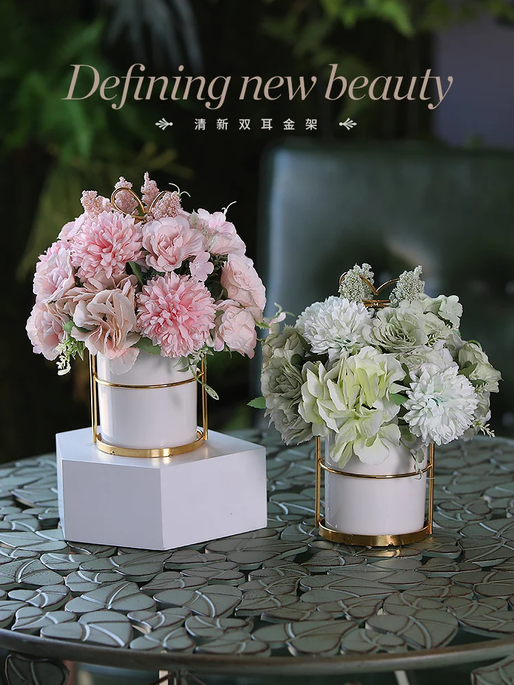 Европейский стиль искусственный набор горшков для цветов ваза сервировки стола