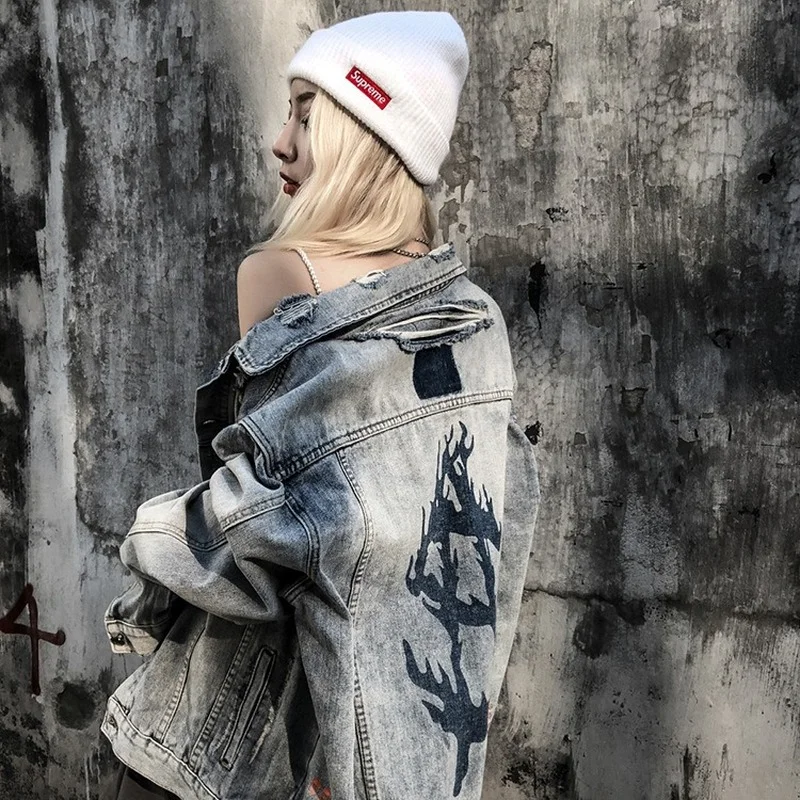 

Пуловер мужской джинсовый в стиле хип-хоп, модный брендовый Свободный Повседневный пиджак с длинным рукавом в национальном стиле, в европей...