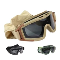 outdoor sports army fan locust goggles goggles windproof goggles explosion proof three pairs of lenses set cs tactical goggles