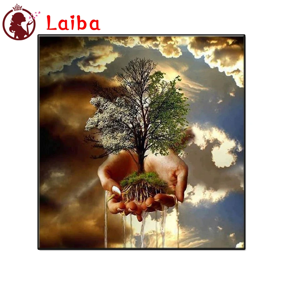 

5D круглая абстрактная художественная ручная вышивка с деревом «сделай сам», алмазная живопись, вышивка, мозаика, квадратный Декор для дома