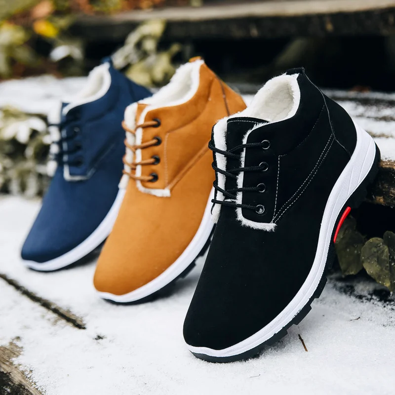 

2021 Winter Men's Plus Velvet Thick Warm Casual Shoes Soft Bottom Non-slip Fashion Snow Boots Men's Shoes Cotton Shoes