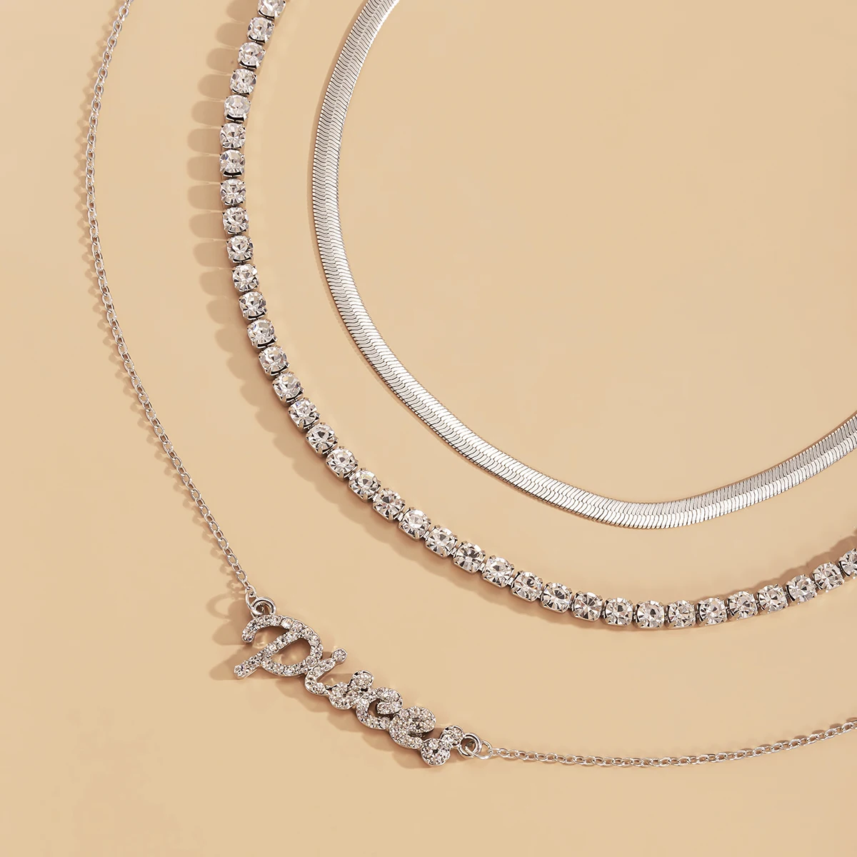 

SHIXIN Layered Snake Chain Crystal Iced Out Choker Necklace for Women Fashion Shiny Rhinestone Letter Pendant Necklace Neck 2021