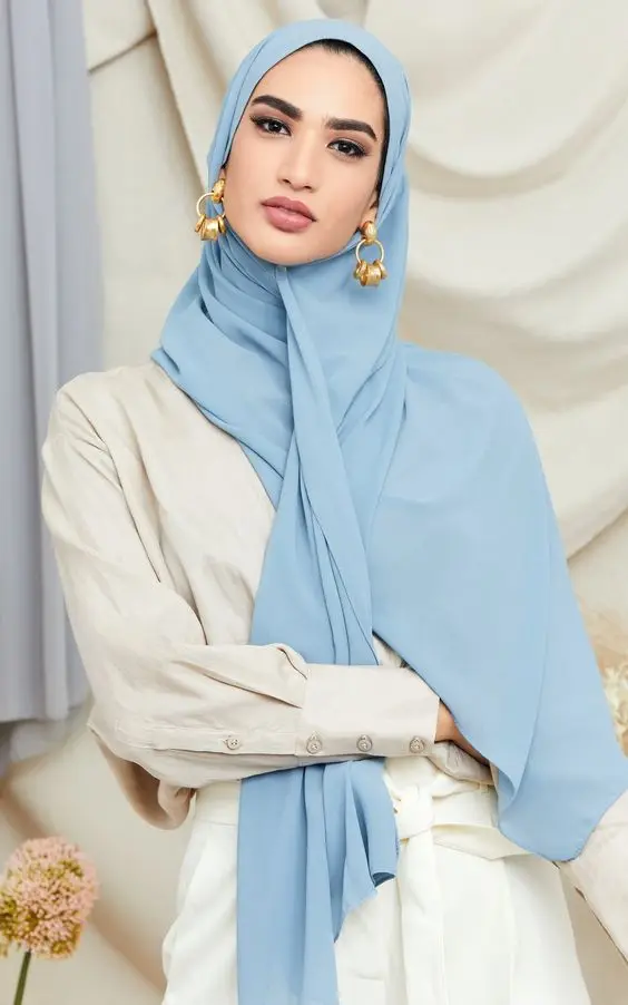 Женская шифоновая повязка на голову мягкий головной платок в мусульманском