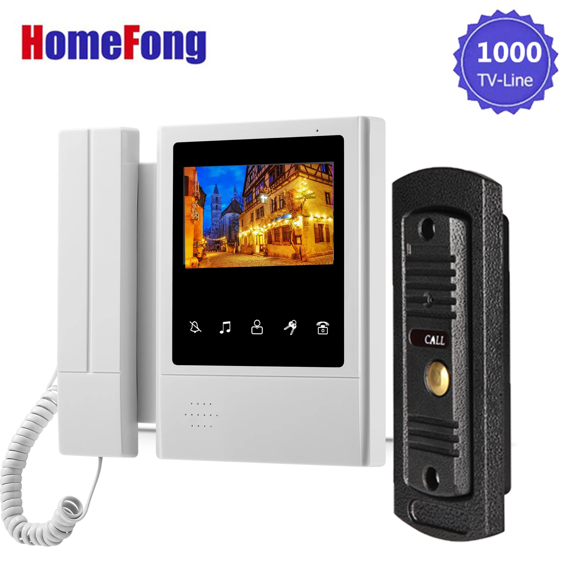 Homefong 4.3 Inch Wired Video Door Phone Intercom System Doorbell with Camera 1X Monitor and 1X 1000TVL Outdoor Station
