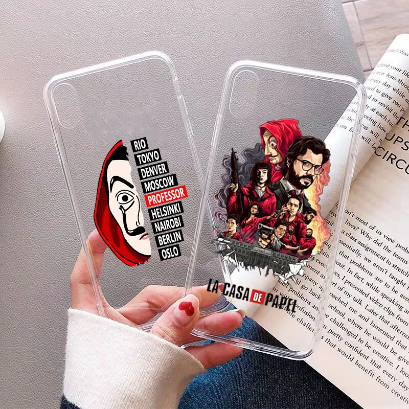 

Spain TV La Casa De Papel Phone Case for IPhone 12 7 8Plus X 11 TV Money Heist House of Paper Cover for 13 XS MAX XR Clear Cover