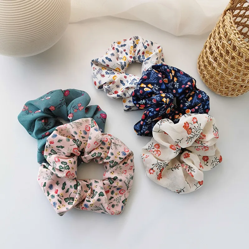 

1PC Cloth Fabric Floral Scrunchies Elastic Hair Bands 2020 New Women Girls Hair Accessories Ponytail Holder Hair Ties Rope