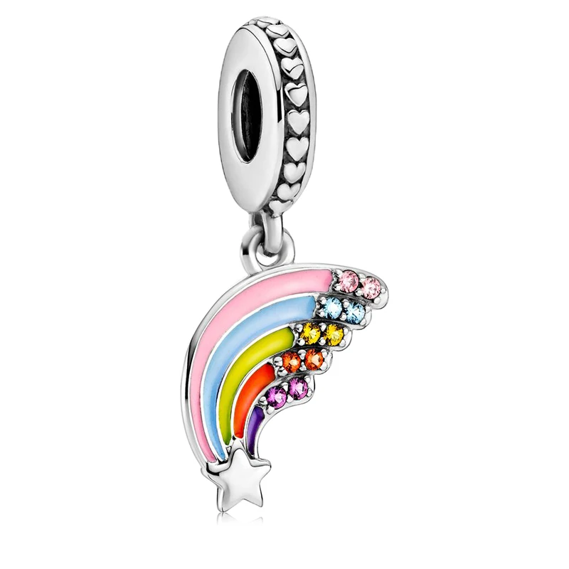 

New Rainbow Birthday Candle My Home Pendant Bear Coffee Cup Beads Fit Original Pandora Charms Silver Color Bracelets DIY Jewelry
