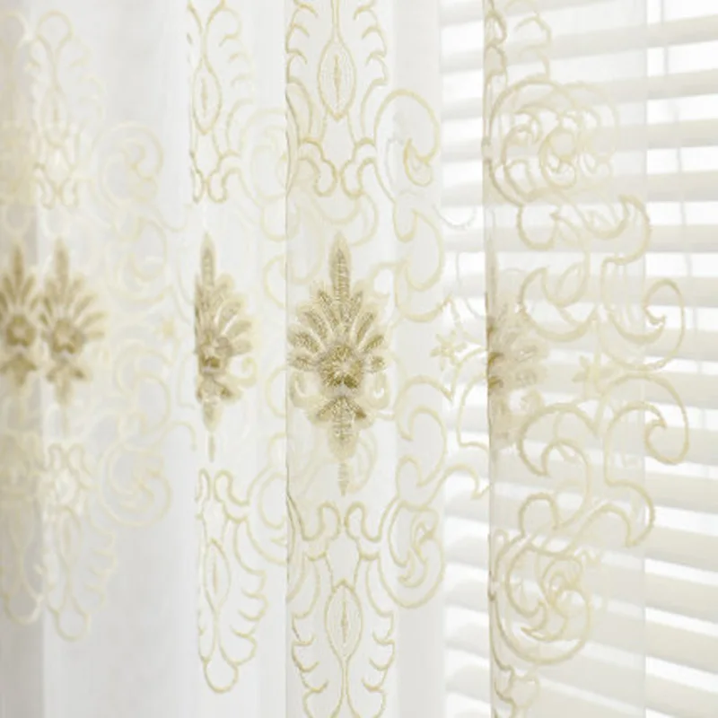 Прозрачная занавеска с цветочной вышивкой для спальни изящная элегантная