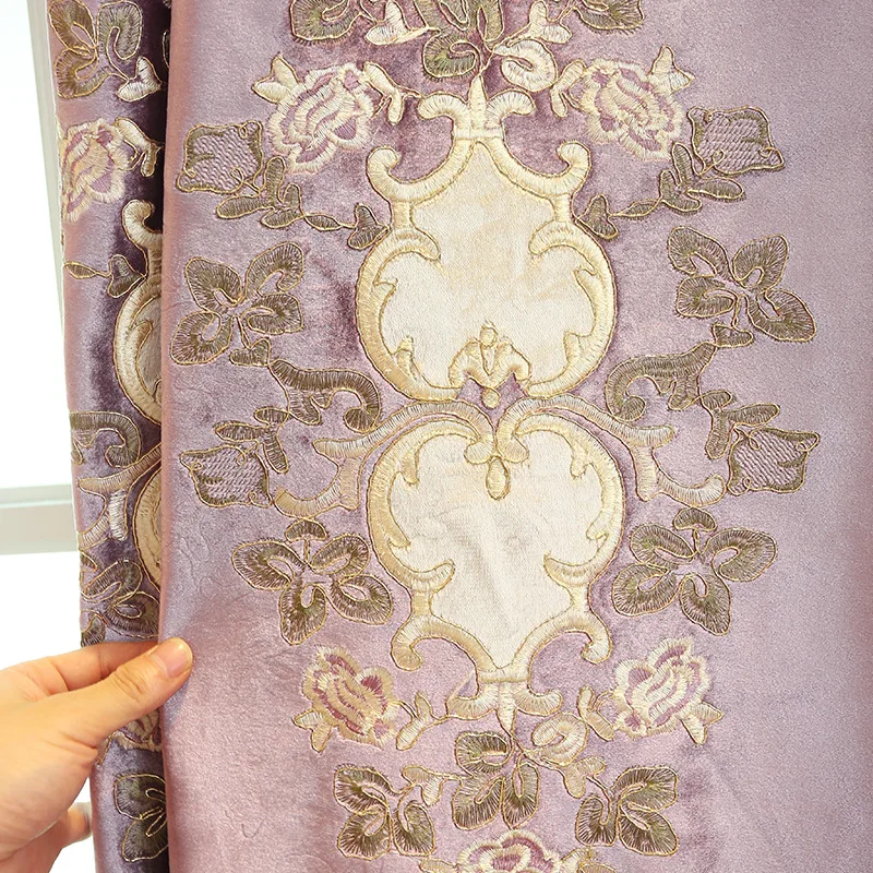 Высококачественные итальянские бархатные вышитые шторы фиолетовые Свадебные