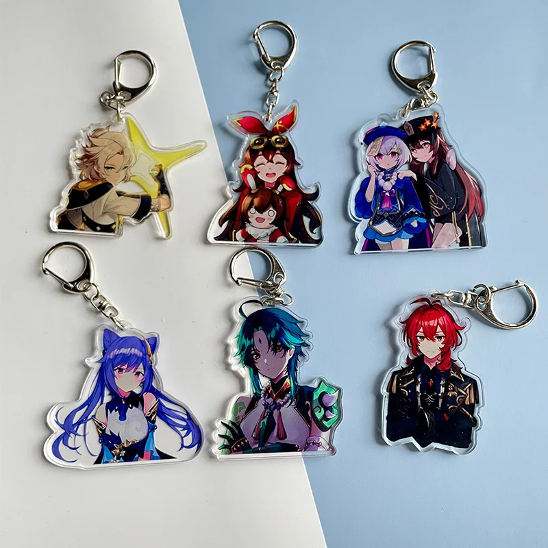 

Anime Genshin Impact Key Chains Zhong Li Cartoon Acrylic Key Ring Pendant Key Chain Accessories Jewelry Gifts for Friends