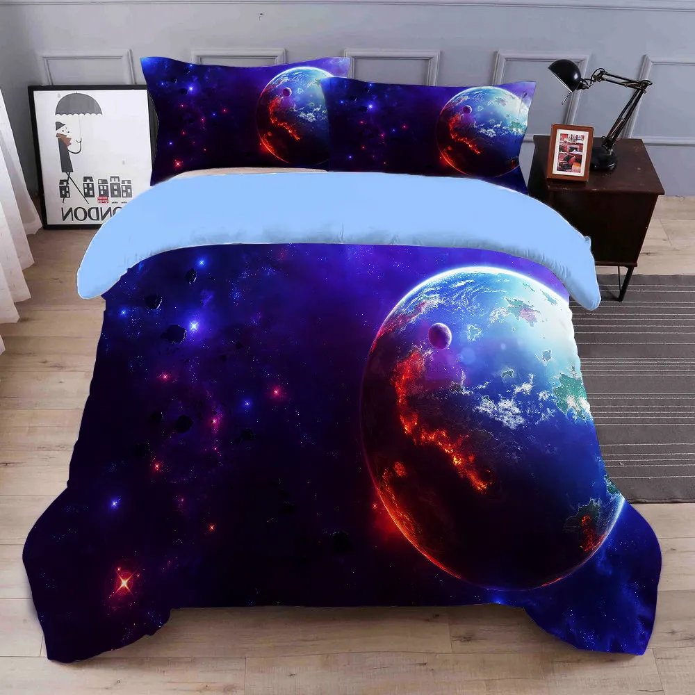 

Duvet Cover Bedding Clothes Set -Pringted with Galaxy,Earth,Universe,Outer Space,Sky,Moon,Explore,Blue,Astronaut