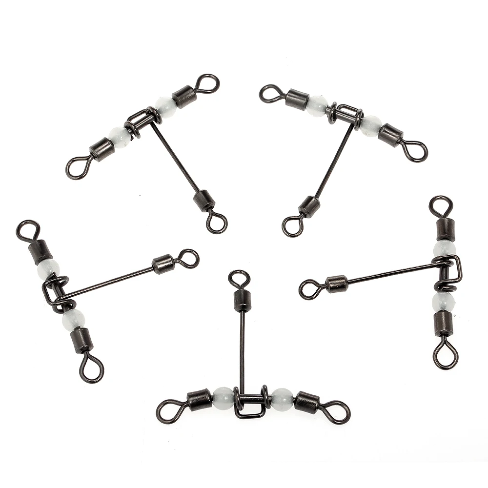 30 шт. рыболовные 3 х полосная роликовых вертлюгов t формы поперечные свечение