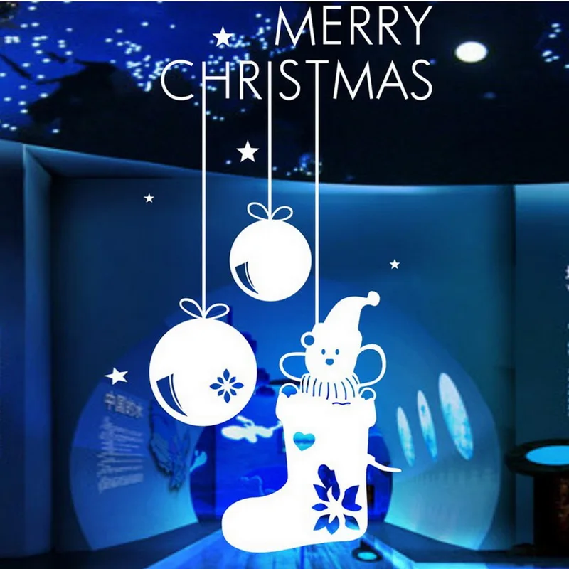 2019 новогодние наклейки на стену Санты фрески олень витринные Украшенные